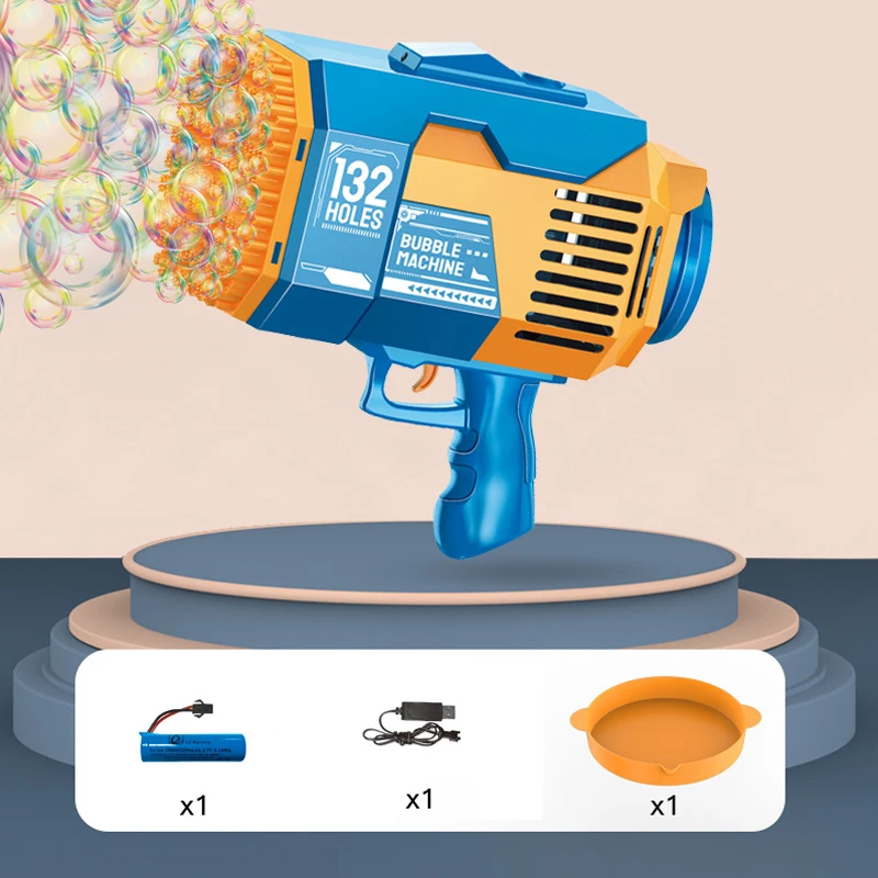 132-луночный пистолет для мыльных пузырей, детская игрушка, Электрическая ракета для мыльных пузырей с подсветкой, автоматический воздуходувка для мыла, подарок для детей, Летняя вечеринка, Подвижные игры 5