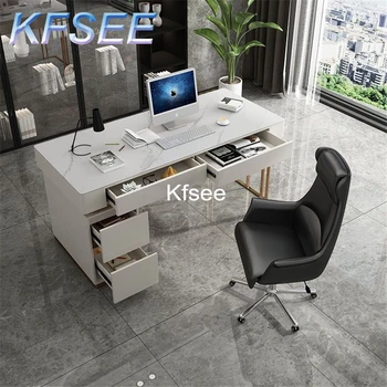Kfsee 1 шт. в комплекте с компьютерным офисом длиной 140 см, белый стол для офиса