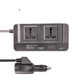 Оптовая продажа 2 Розетки переменного тока 2 порта USB Адаптер Зарядного устройства Инвертор мощностью 200 Вт DC 12V