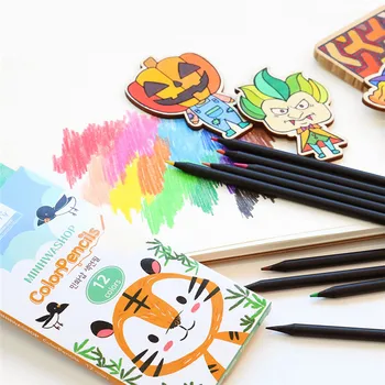 Корейские детские цветные карандаши, 12 цветов, Масляная живопись, Студенческое искусство, Живопись, Канцелярские принадлежности, водорастворимые, экологически чистые