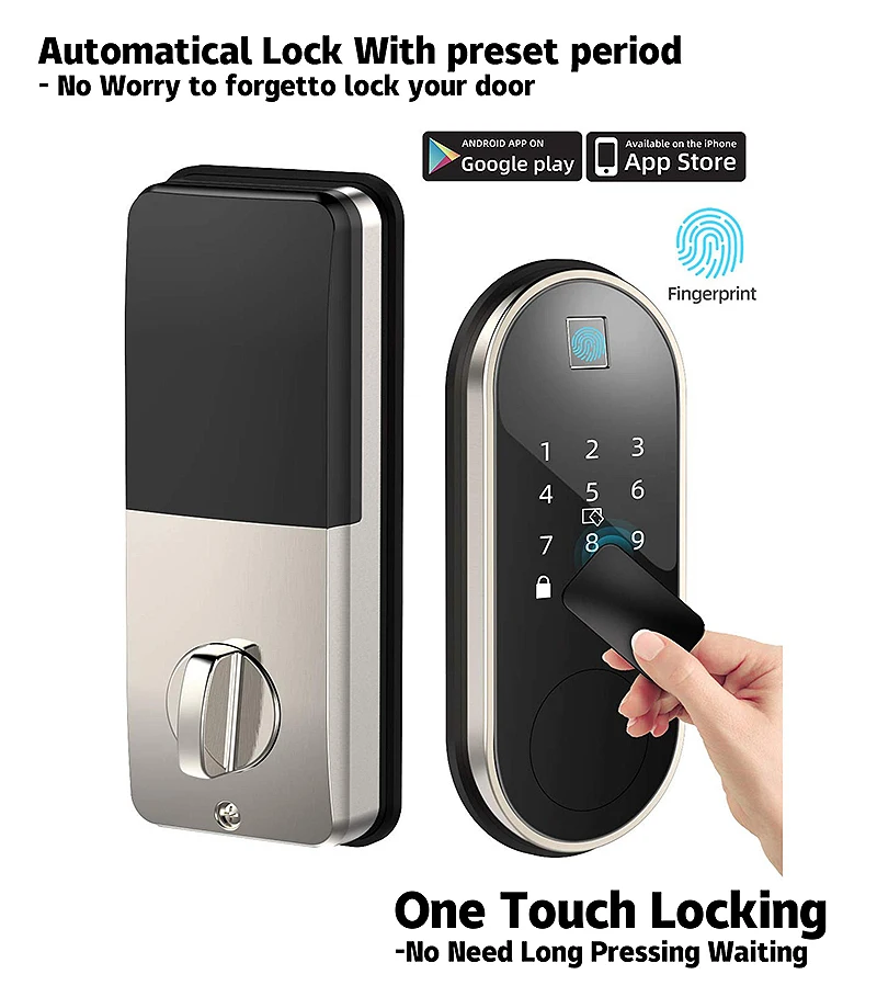 Smart Ttlock Tuya Front, цифровой биометрический пароль, отпечаток пальца, засов, внешние замки, ключ, отпечаток пальца, дверной замок для дома 1