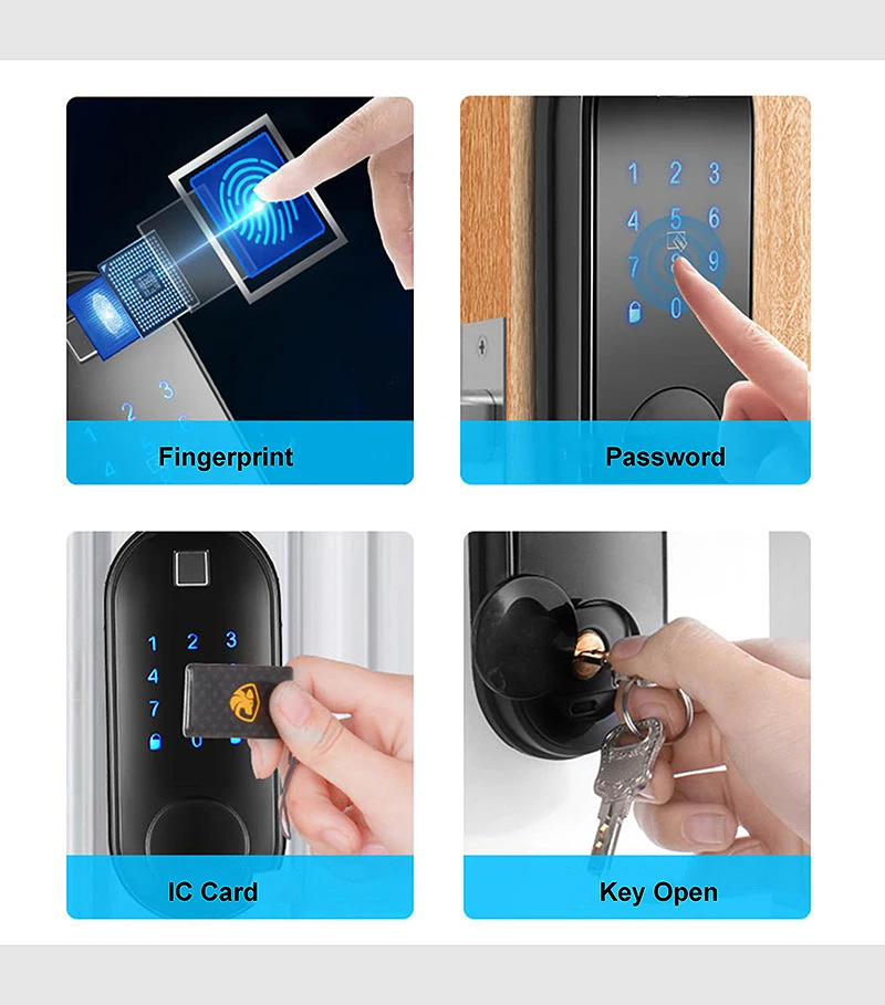 Smart Ttlock Tuya Front, цифровой биометрический пароль, отпечаток пальца, засов, внешние замки, ключ, отпечаток пальца, дверной замок для дома 4