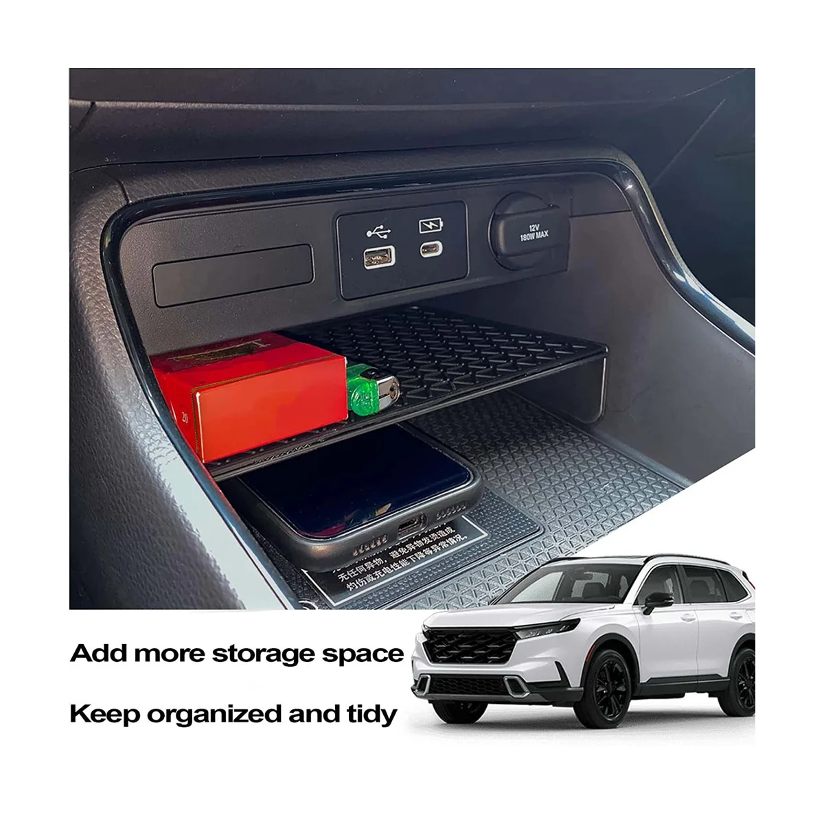 Лоток-органайзер на центральной консоли для аксессуаров Honda CR-V 2023 года Выпуска, дополнительный ящик для хранения с держателем монет и очков 3
