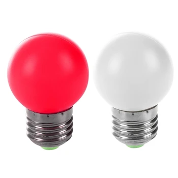 2шт Светодиодная лампа E27 белого цвета, пластиковая лампа мощностью 0,5 Вт - белый и красный