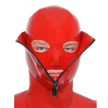 Фетиш-маска Sexy Nature Red из латекса с капюшонами, двухслойная для мужчин и женщин, на молнии сзади