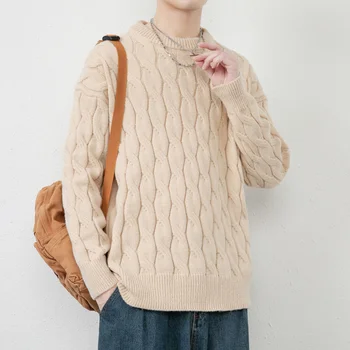 Модный Новый мужской свитер С длинным рукавом, однотонный Классический круглый воротник, размер Плюс, повседневные пуловеры в корейском стиле, S-6XL