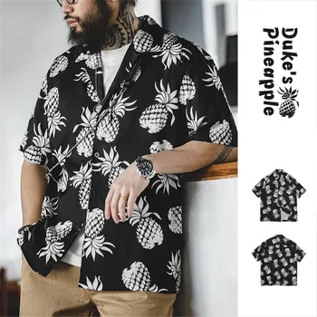 Maden, Винтажные Гавайские рубашки с принтом ананаса для мужчин, Пляжный отдых, рубашка на пуговицах с коротким рукавом, Летние Повседневные топы для отдыха