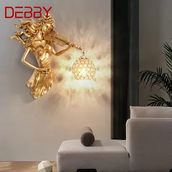 DEBBY Современный светодиодный золотой настенный светильник для помещений, креативный винтажный светильник-бра из смолы для домашнего декора гостиной, спальни, коридора