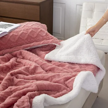 Толстое зимнее теплое одеяло Королевского размера, Мягкое домашнее теплое флисовое одеяло для кровати, удобное двойное флисовое норковое одеяло
