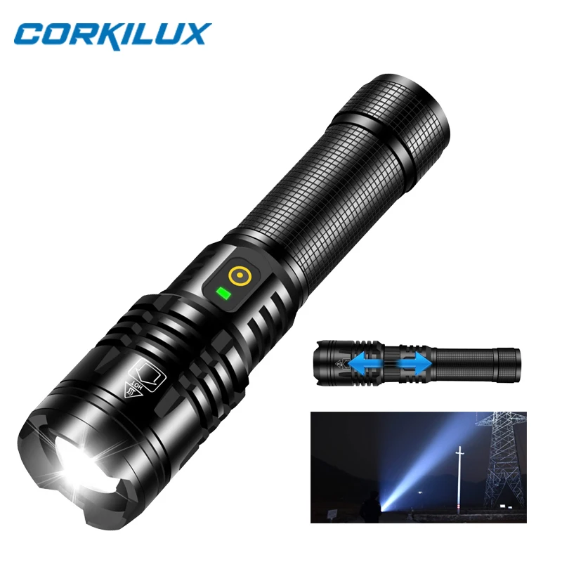 Масштабируемый USB Перезаряжаемый светодиодный фонарик CORKILUX с регулируемым Фокусом, блок питания с высокой яркостью, тактические фонари для чрезвычайных ситуаций 0