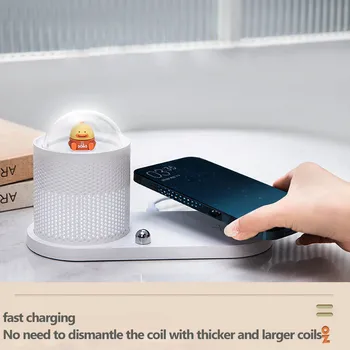 Светодиодная Лампа с Беспроводным Зарядным Устройством Для iPhone Samsung Huawei Smartphone Wireless Charger Cute Cartoons Wireless Charging Pad
