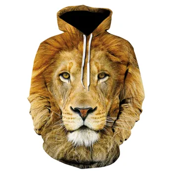 Мужское пальто с капюшоном с животным принтом 2022 года, новое осеннее уличное пальто с капюшоном в виде льва