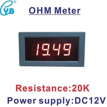 20K Источник питания DC12V Измеритель Сопротивления Ом Тестер LED 3-1/2 Цифровой Омметр Омметр Мини-Измеритель Резисторов Панельный Измеритель