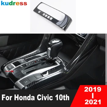 Накладка панели коробки переключения передач автомобильной консоли для Honda Civic 10th 2019 2020 2021 седан, аксессуары для интерьера из углеродного волокна (5 передач)