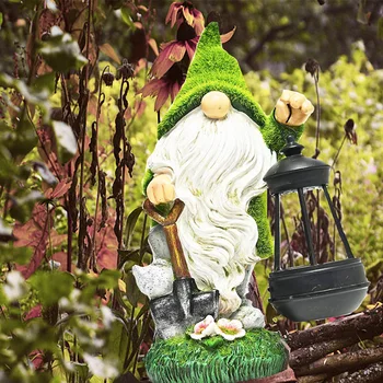 Статуя Солнечного садового гнома, светодиодные фонари, Весенние фигурки домашних гномов из смолы, украшения для газона, освещение двора, Декор патио