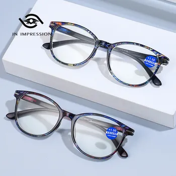 Новые ретро Круглые очки для чтения с защитой от синего света, Удобные очки для чтения Для мужчин и женщин, очки HD Clear Plus, пружинящие ножки