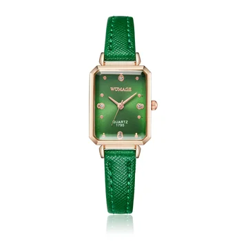 Роскошные часы с циферблатом для женщин, женские Кварцевые Квадратные цифровые часы, Кожаный ремешок, наручные часы, Водонепроницаемые часы, подарок