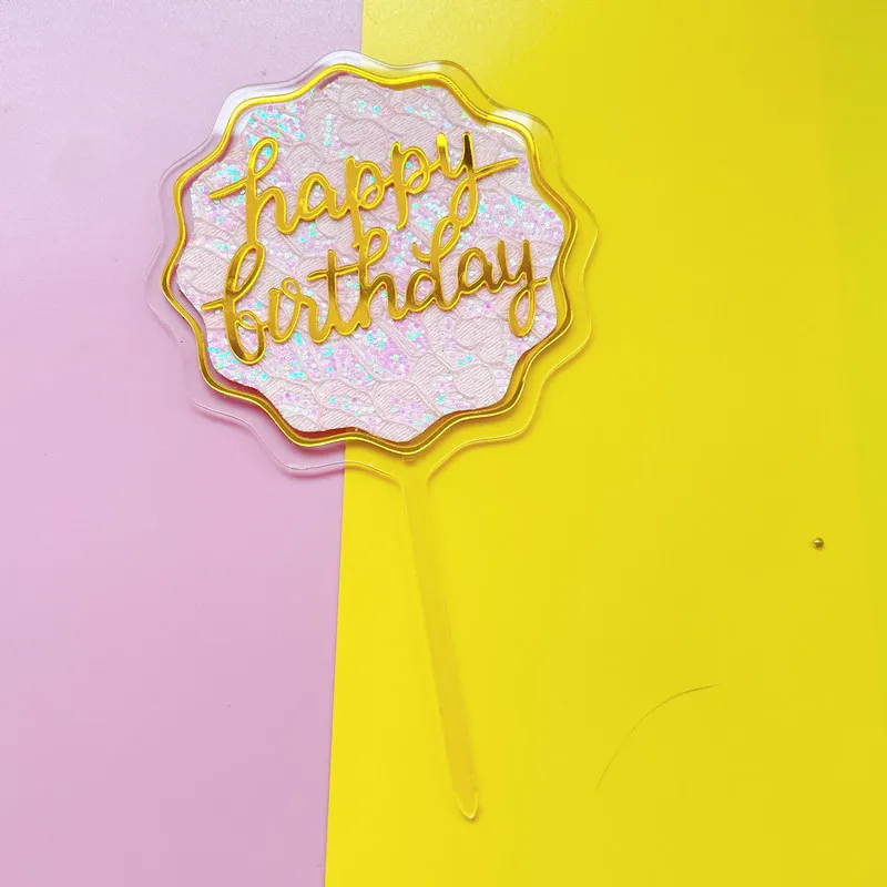 5шт Акриловые Трехслойные Звездообразные Круглые Топперы для торта С Днем Рождения для женщин, детей и девочек, Принадлежности для декора торта на День рождения, Инструменты 0