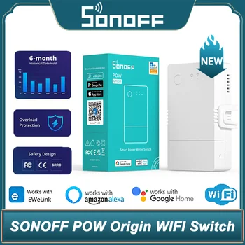 SONOFF POW Origin 16A Ewelink Wifi Smart Power Meter Переключатель защиты от перегрузки Переключатель контроля мощности для Alexa Google Home