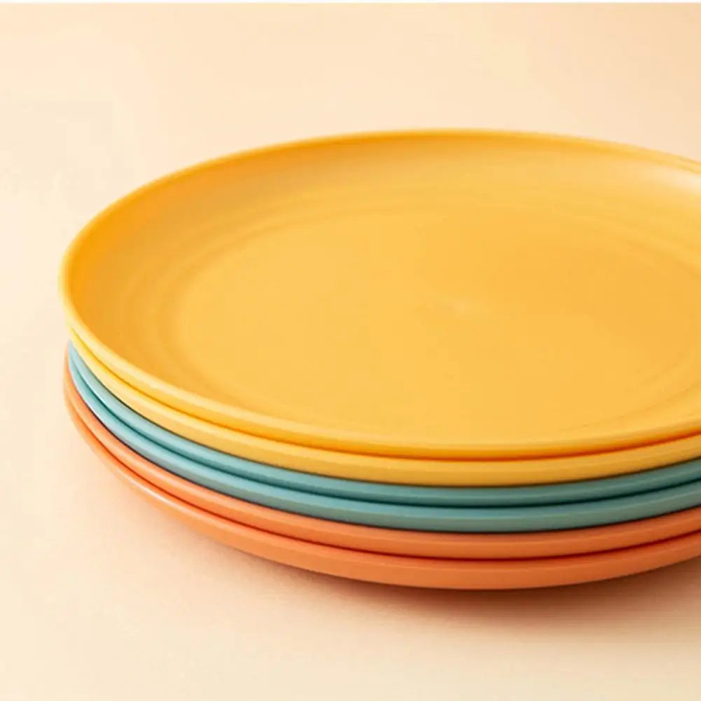 2 шт. тарелка для еды, легкие тарелки из пшеничной соломы, небьющиеся обеденные тарелки, можно мыть в посудомоечной машине, Микроволновая печь, Безопасная пластиковая тарелка для ужина, не содержащая BPA 4
