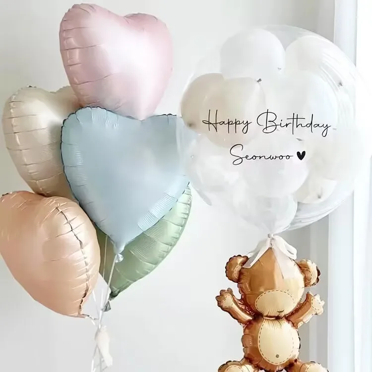 10шт 18-дюймовых гелиевых шариков из кремовой фольги с шалфеем, зелеными, розовыми, синими, коричневыми сердечками в виде гелиевых шариков для оформления вечеринки в честь дня рождения ребенка 1