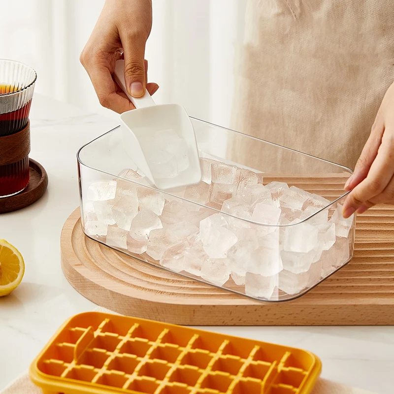 Форма для кубиков льда Бытовой пресс Для замораживания в холодильнике Инструмент для изготовления кубиков льда Крышка ящика для хранения Набор лопат 4