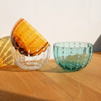 белые фарфоровые чаши из цветного стекла ручной работы, цветные чаши, тыквенные чаши, украшения для дома. стеклянная чаша, миски для рамена.