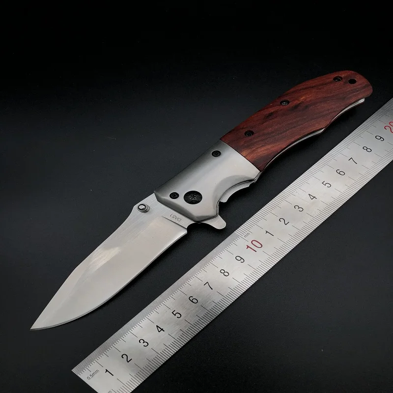 Складной нож с лезвием 7Cr13Mov Лезвие + Ручка из Красного дерева со стальной Рукояткой Охотничий Тактический Нож Для выживания На открытом Воздухе EDC Инструменты Карманный Нож 1
