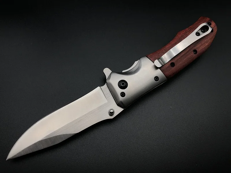 Складной нож с лезвием 7Cr13Mov Лезвие + Ручка из Красного дерева со стальной Рукояткой Охотничий Тактический Нож Для выживания На открытом Воздухе EDC Инструменты Карманный Нож 2