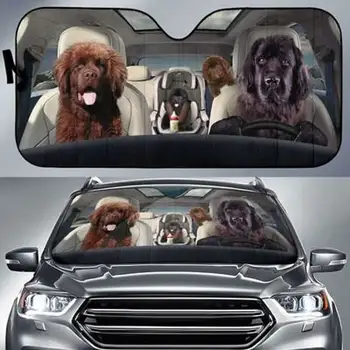 Семья Ньюфаундлендов, забавный безопасный водитель, солнцезащитный козырек для авто, индивидуальный Солнцезащитный козырек с рисунком животных