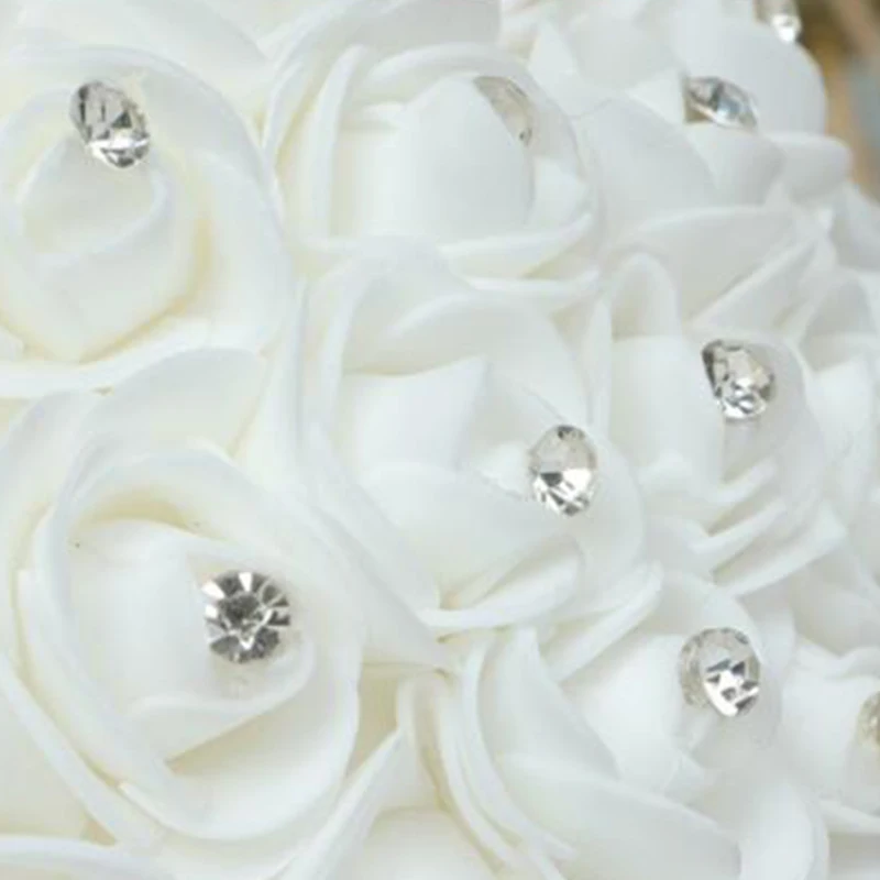 Элегантный свадебный букет невесты, связанный вручную, белая роза со стразами, яркая искусственная роза, украшение для фестиваля Романтической вечеринки 4