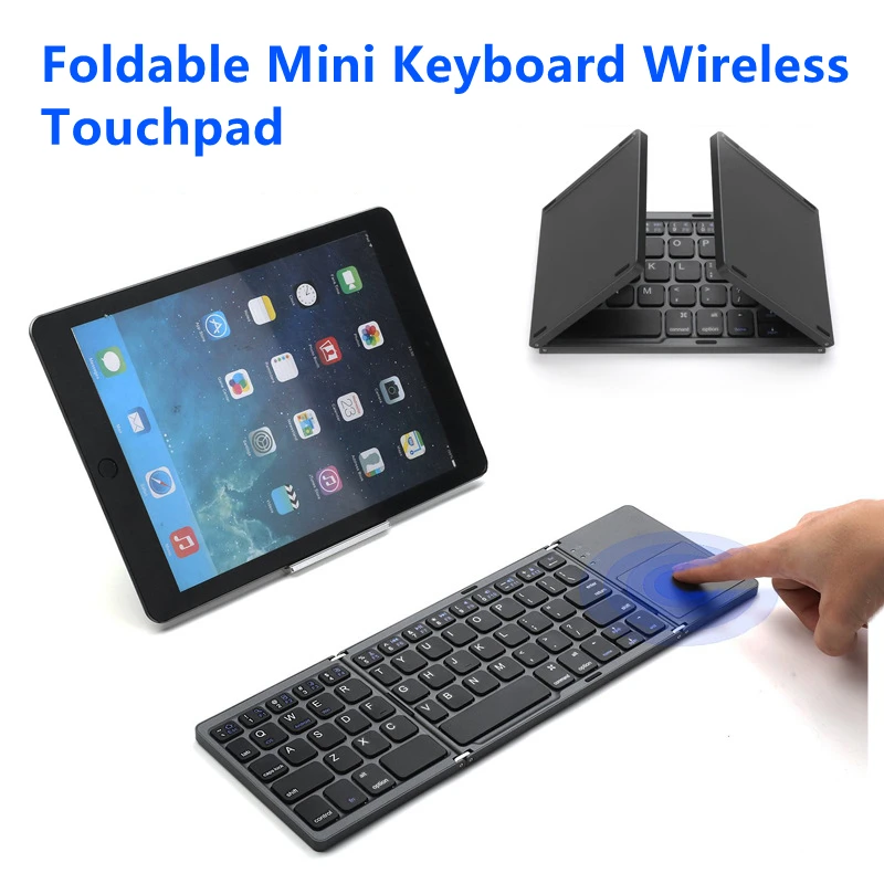 Складная Мини-клавиатура Беспроводная Bluetooth-клавиатура С ковриком для мыши для ПК с Windows Android IOS и планшета 0
