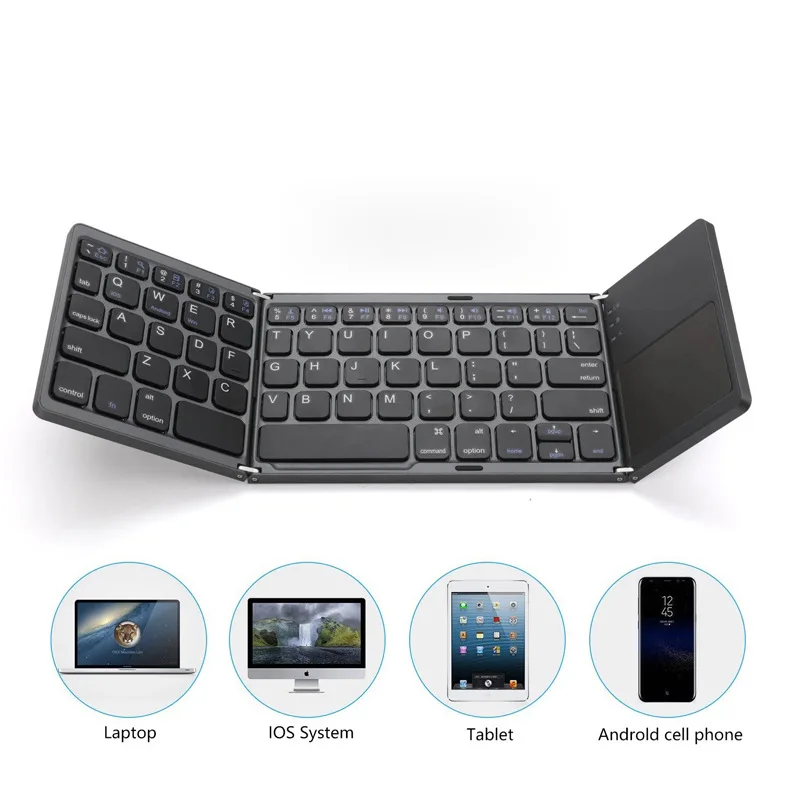 Складная Мини-клавиатура Беспроводная Bluetooth-клавиатура С ковриком для мыши для ПК с Windows Android IOS и планшета 2