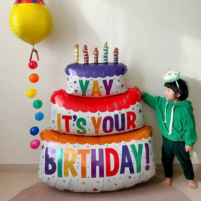 Воздушные шары для Торта С Днем Рождения, Большие 3-Слойные Цветные Свечи, Воздушные Шары Для Торта с Медведем, Баллон для Детского Дня Рождения, Декоры Для Душа Ребенка 1