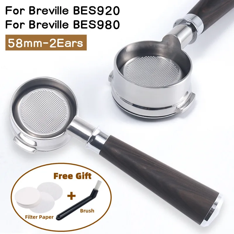 Для Breville BES920 BES980 Держатель Кофейного Фильтра 58 мм Бездонный Portafilte Espresso Запчасти Для Кофеварки Breville Аксессуары 0