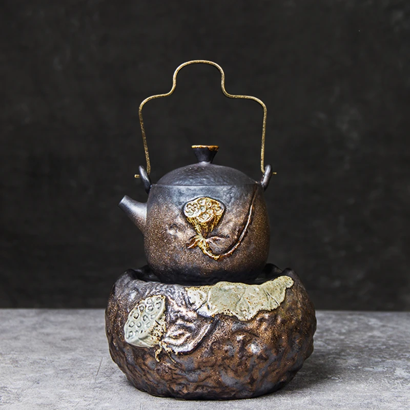 Старинный керамический чайник с подогревателем Лотоса Подставка для чайника Чайная церемония Кунг-фу Плоский Нагреватель для чайных подсвечников Плита 0