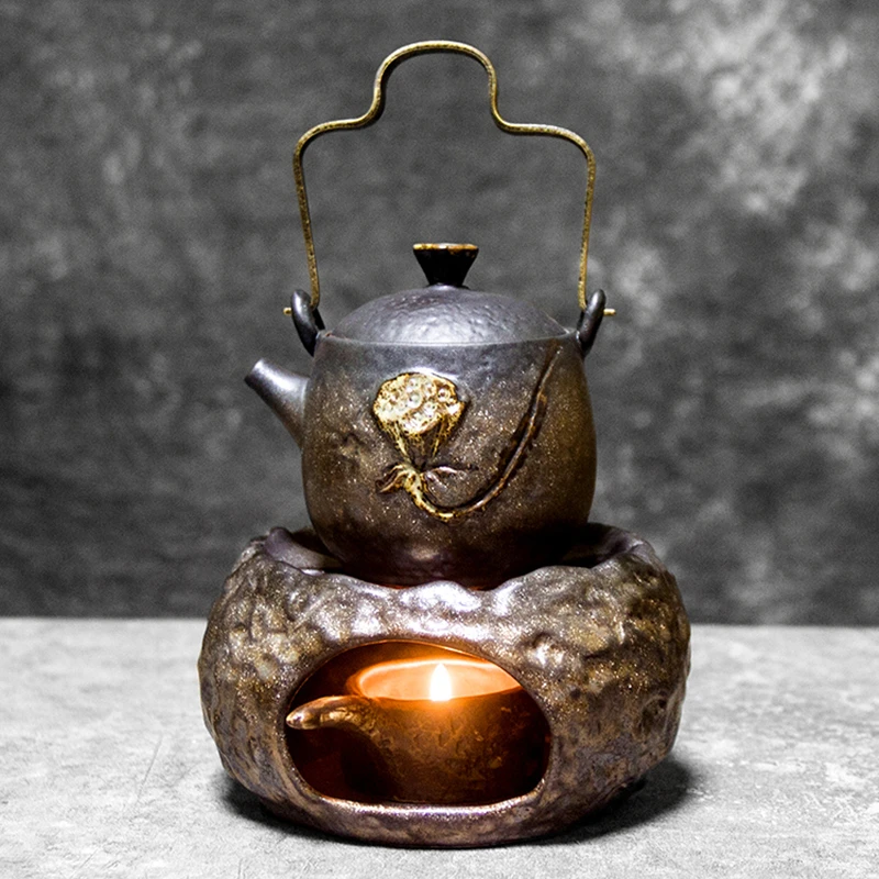 Старинный керамический чайник с подогревателем Лотоса Подставка для чайника Чайная церемония Кунг-фу Плоский Нагреватель для чайных подсвечников Плита 3