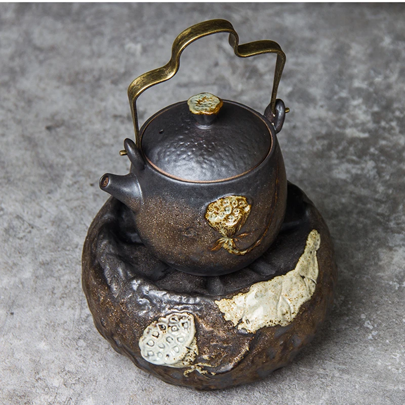 Старинный керамический чайник с подогревателем Лотоса Подставка для чайника Чайная церемония Кунг-фу Плоский Нагреватель для чайных подсвечников Плита 4