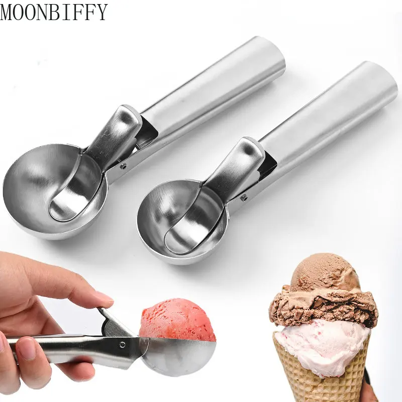 Ложки для мороженого, стеки, Устройство для выкапывания мороженого из нержавеющей стали, устройство для приготовления фруктового льда с антипригарным покрытием, инструмент для ложки для арбузного мороженого 0