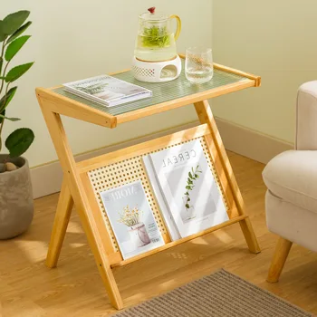 Простой журнальный столик из радужного стекла, мебель для дома, Бамбуковый чайный столик, Угловой столик, Гостиничный столик