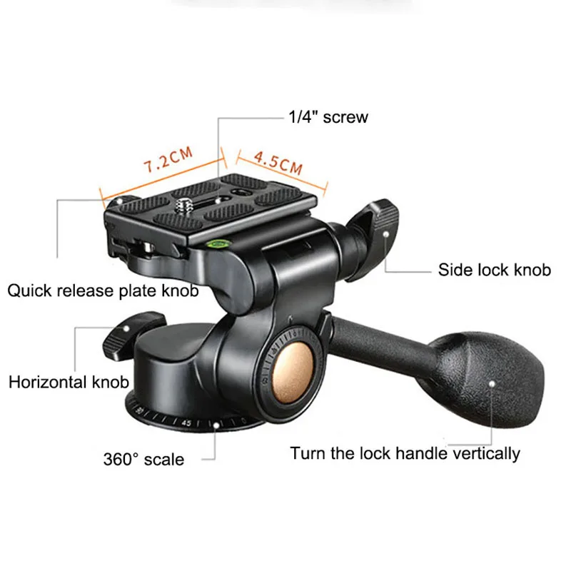 QZSD Q08 Головка Видео-Штатива с 3-ходовой Ручкой Для Управления Жидкостной Головкой с Быстроразъемной Пластиной для Штатива-Монопода DSLR-камеры 3