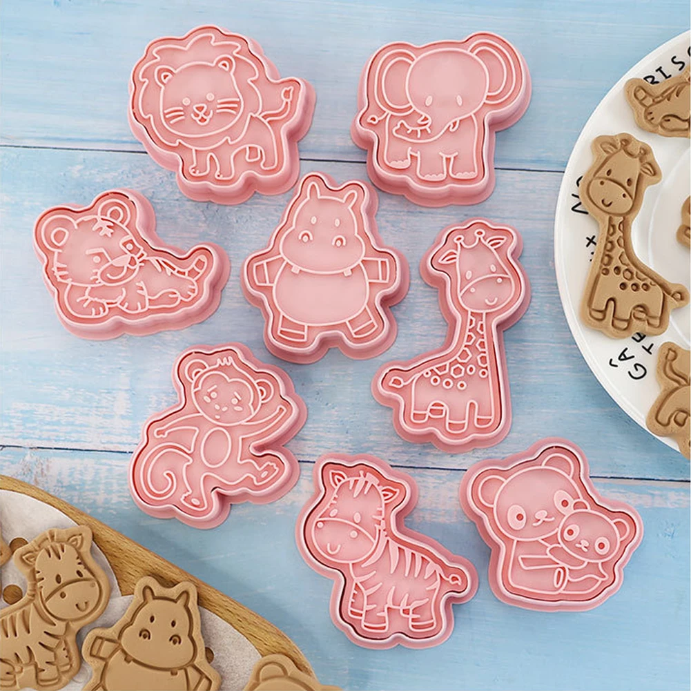 Семейный пластиковый набор форм для печенья, штамп, формочки для домашнего торта, украшения для кухни, Детские принадлежности для выпечки в форме животных 2