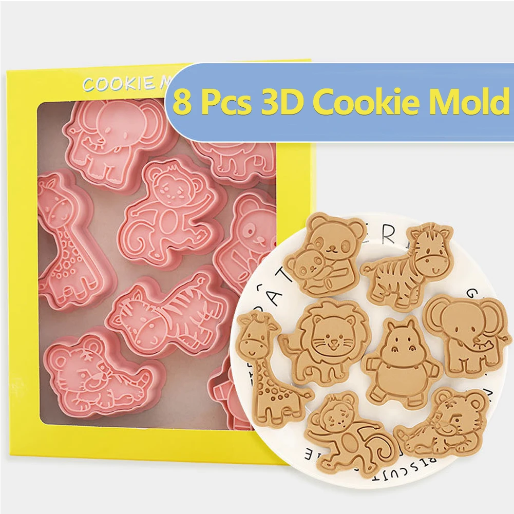 Семейный пластиковый набор форм для печенья, штамп, формочки для домашнего торта, украшения для кухни, Детские принадлежности для выпечки в форме животных 4