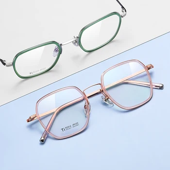 Новая оптическая титановая оправа для очков, мужские очки для близоруких, пресбиопических женщин, Полигональные сверхлегкие Очки по рецепту врача