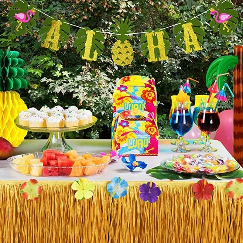Гавайская вечеринка Соломенного цвета, травяная юбка для стола на лето, украшение для тропической пляжной вечеринки, Гавайи, День рождения, Свадебные принадлежности 2