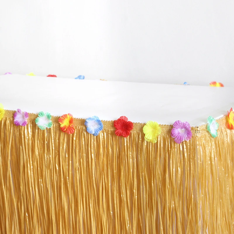 Гавайская вечеринка Соломенного цвета, травяная юбка для стола на лето, украшение для тропической пляжной вечеринки, Гавайи, День рождения, Свадебные принадлежности 4