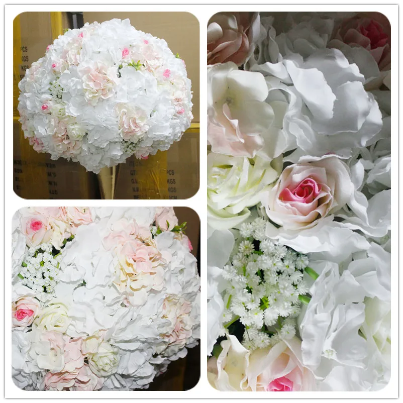 SPR новый цветочный шар в центре стола светло-розовый с искусственной розой Babysbreath на фоне свадебного цветочного оформления 5