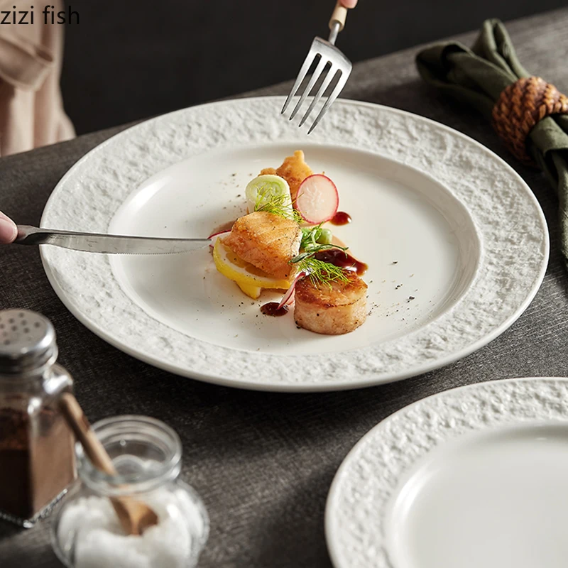 Круглое керамическое блюдо для приготовления Сашими, тарелка для суши 8,2 / 10 дюймов, Однотонные столовые приборы для домашней кухни, блюдо для закусок, десерт, Паста, стейк 1