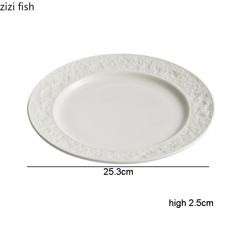 Круглое керамическое блюдо для приготовления Сашими, тарелка для суши 8,2 / 10 дюймов, Однотонные столовые приборы для домашней кухни, блюдо для закусок, десерт, Паста, стейк 4