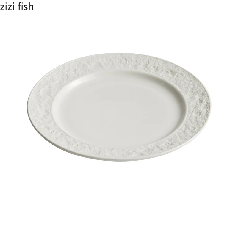 Круглое керамическое блюдо для приготовления Сашими, тарелка для суши 8,2 / 10 дюймов, Однотонные столовые приборы для домашней кухни, блюдо для закусок, десерт, Паста, стейк 5